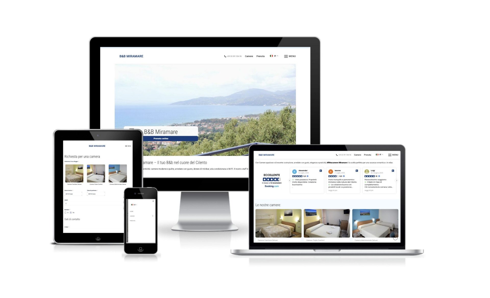 Sito web B&B Miramare – progetto realizzato da Massimo Webdesign