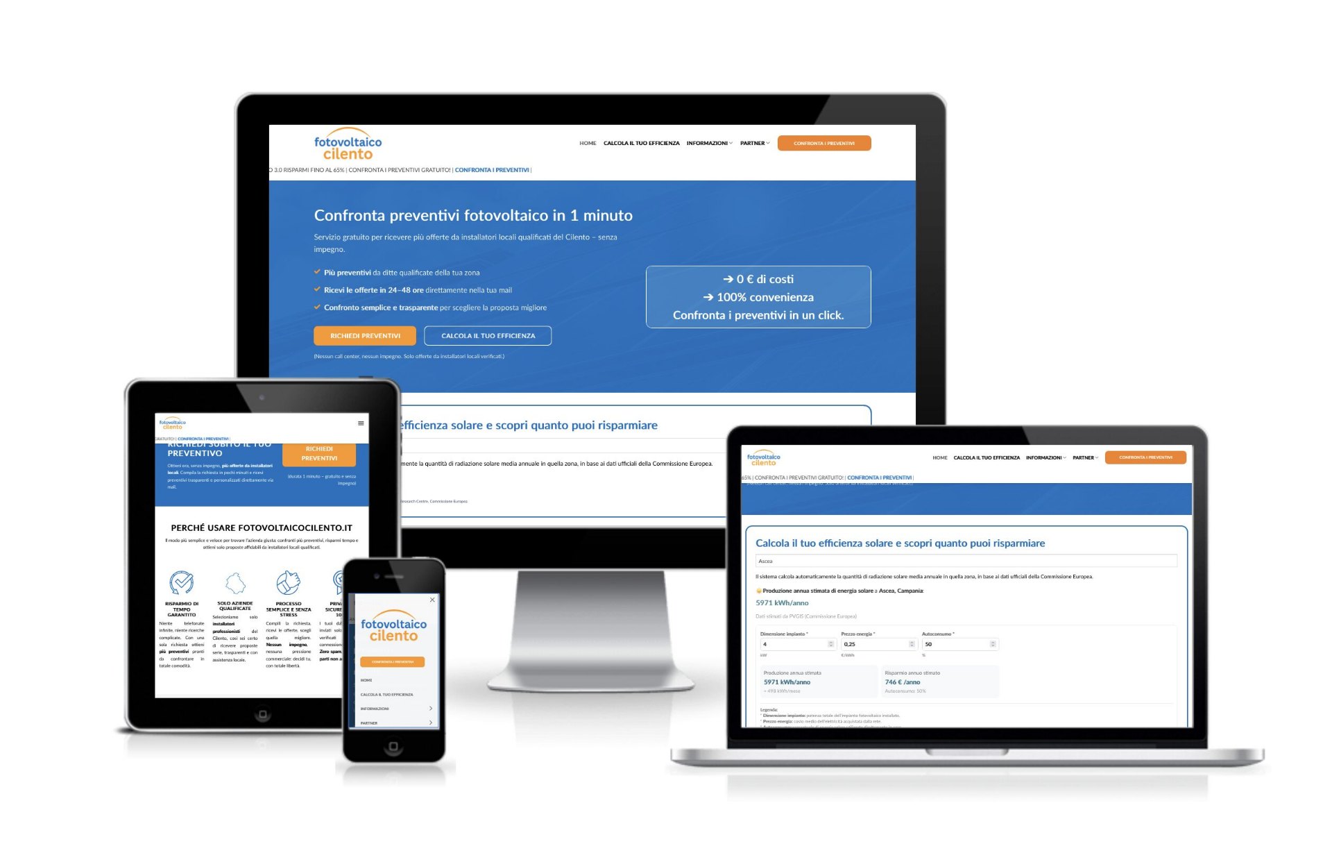 Sito web Fotovoltaico Cilento – progetto realizzato da Massimo Webdesign