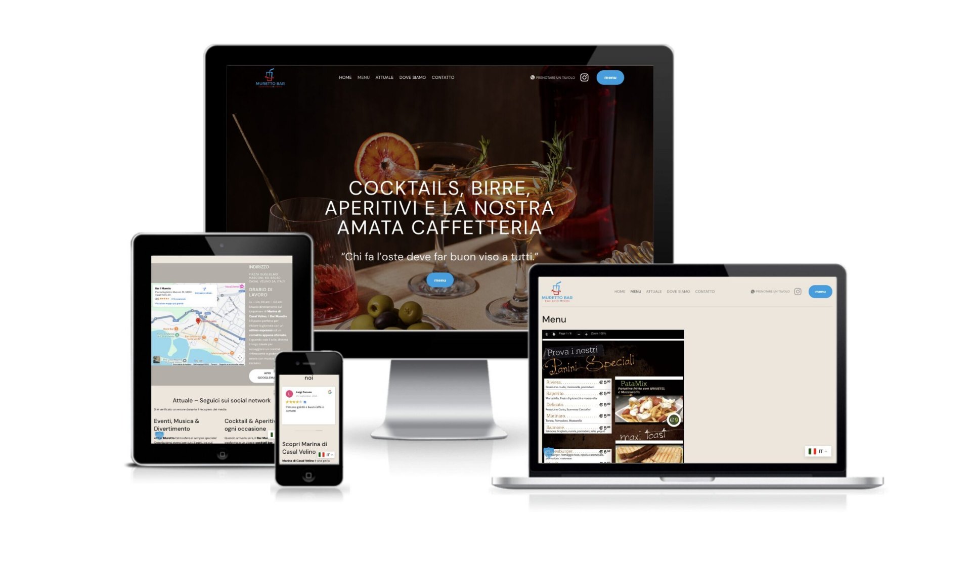 Sito web Muretto Bar – progetto realizzato da Massimo Webdesign