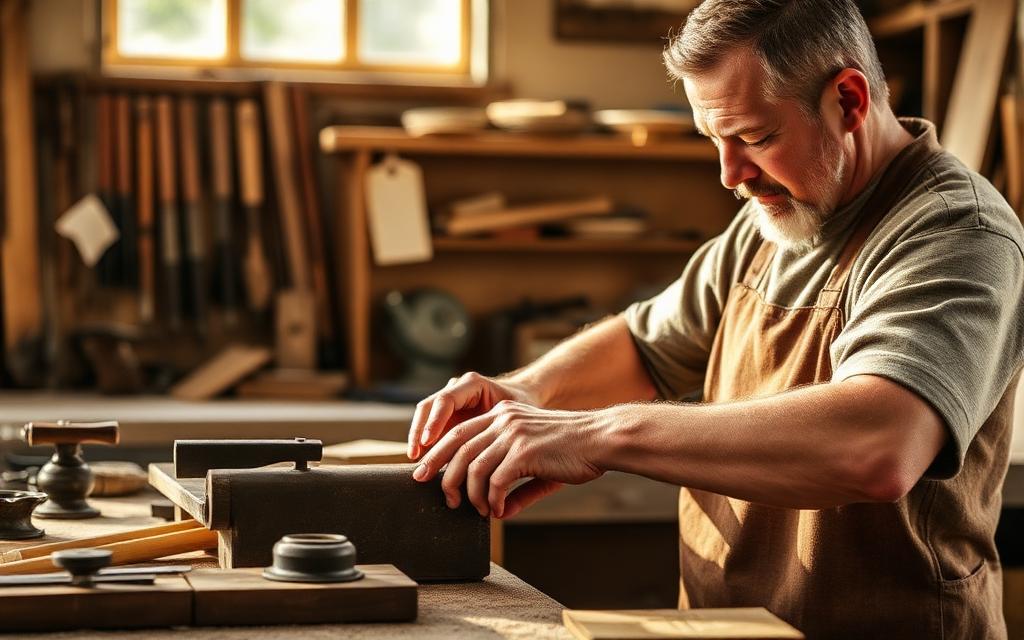 Artigiano al lavoro nel suo laboratorio, esempio sito web per artigiani