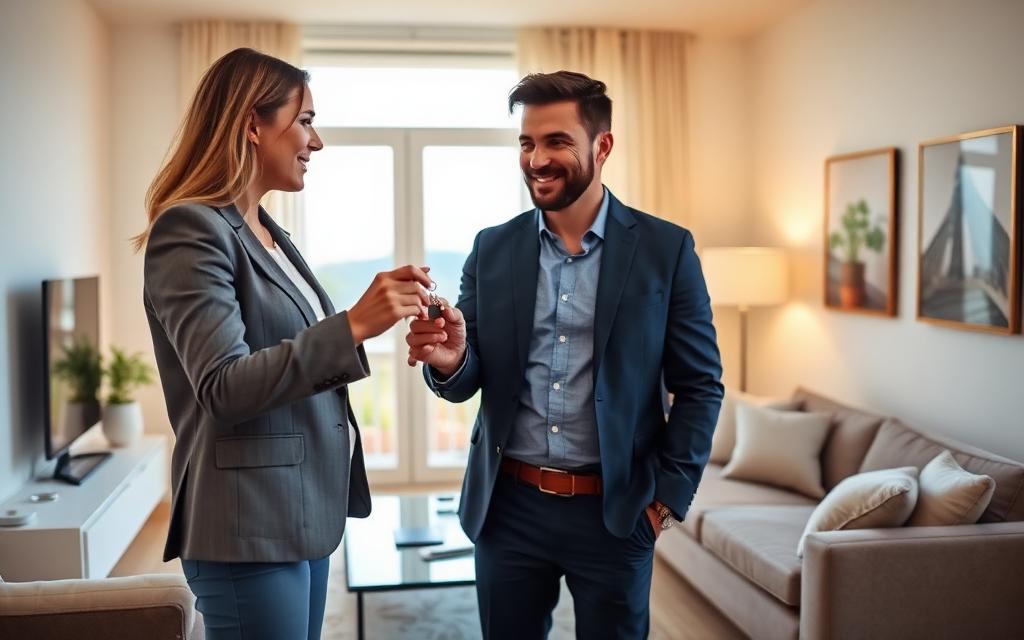 Consegna chiavi in un immobile, esempio sito web per agenzie immobiliari
